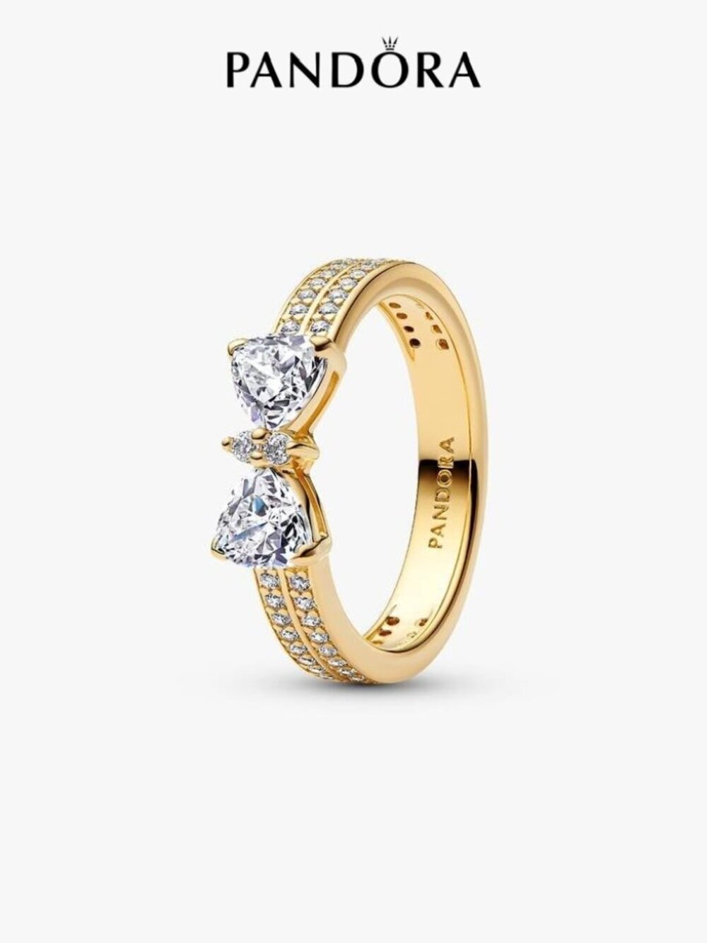 Pandora Sparkling Bow Double-row Ring